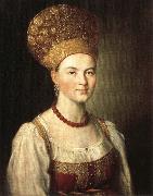 Ivan Argunov Portrait of Peasant Woman in Russian Costume oil